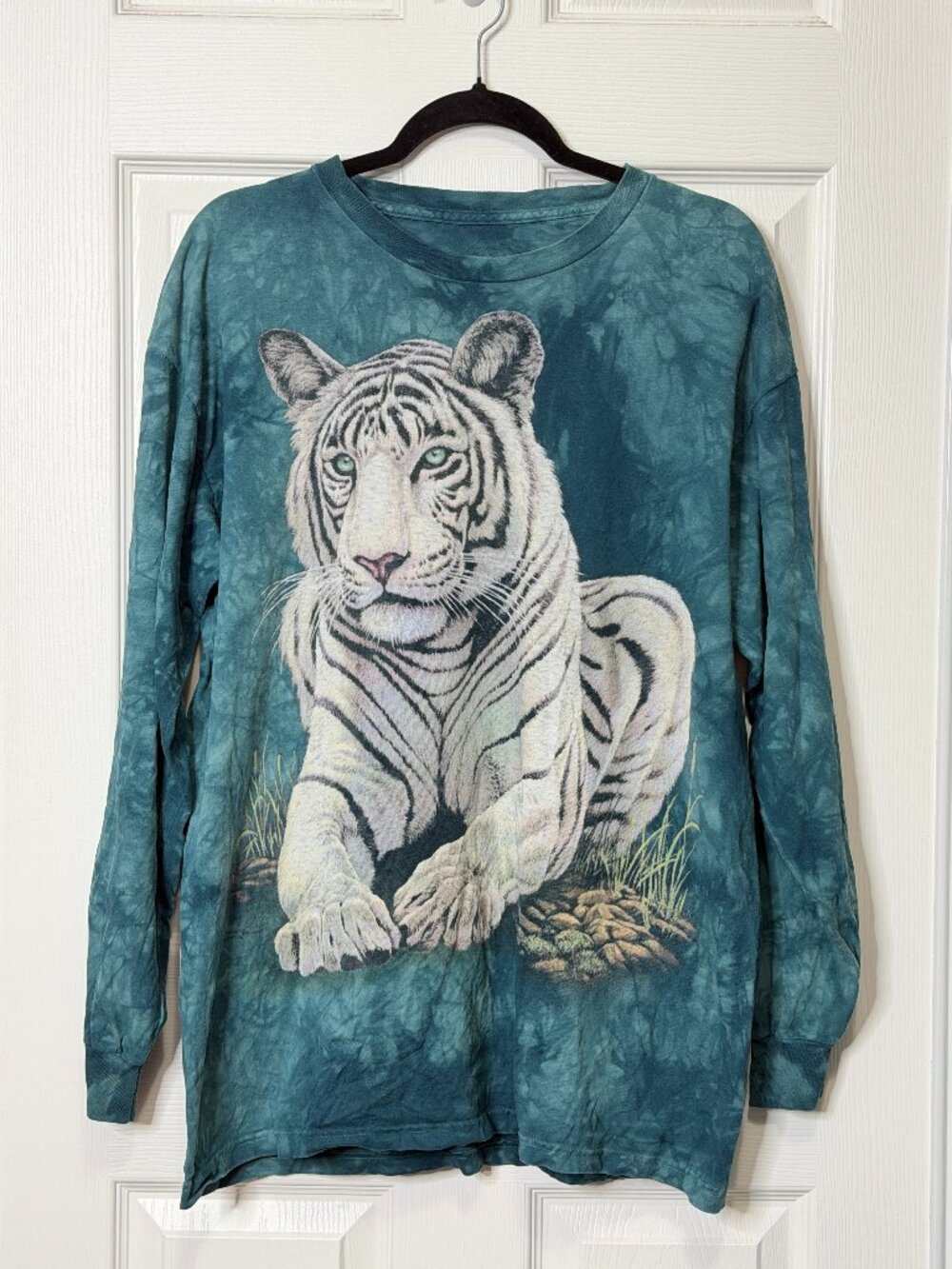 White Tiger Tie-Dye Long Sleeve T-Shirt- The Mountain, Large Tee